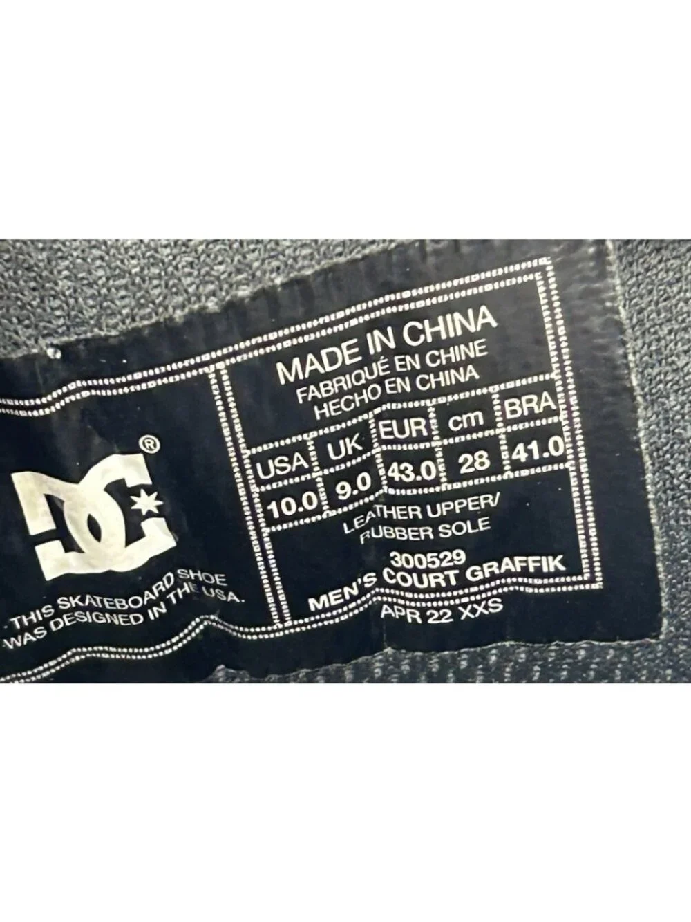 DC Men's Court Graffik Skate Shoes Size 10 Black Grey Streetwear Pink Grunge Emo